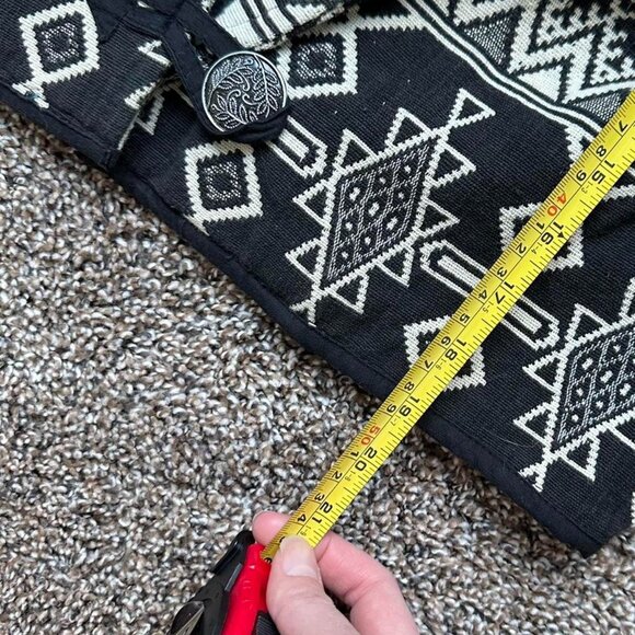 Vintage 100% Cotton Y2K Boho black and white Aztec Jacket - Picture 6 of 7